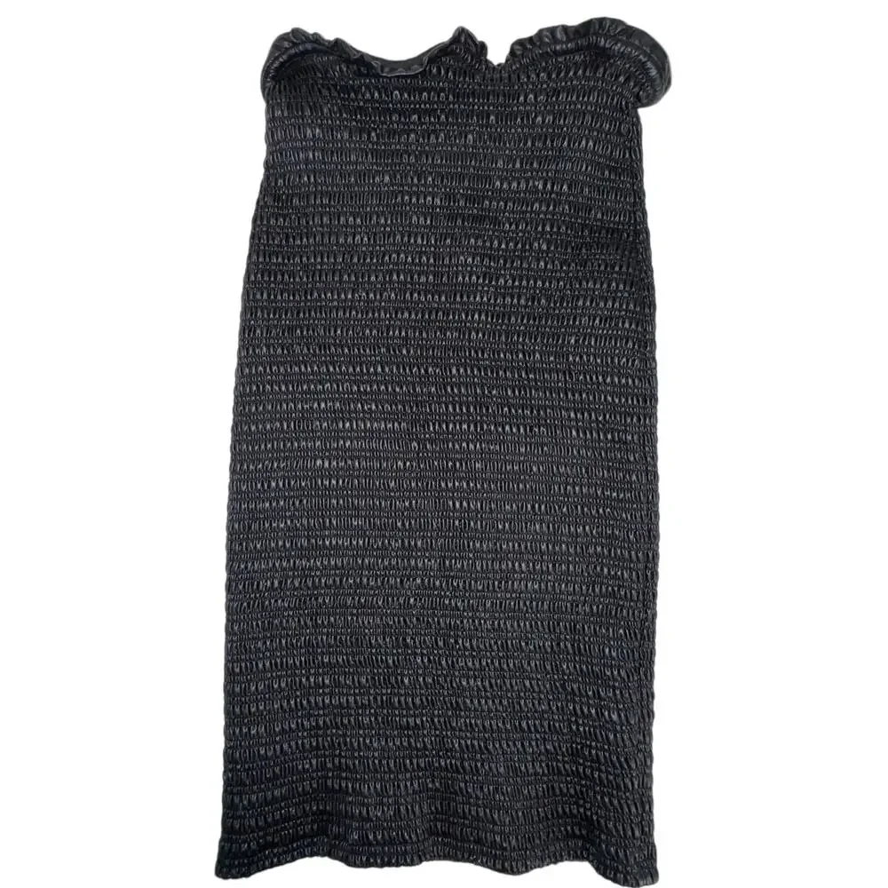 NEW ALC Jaclyn Black Coated Ruched Drawstring Midi Skirt NWT Size 8